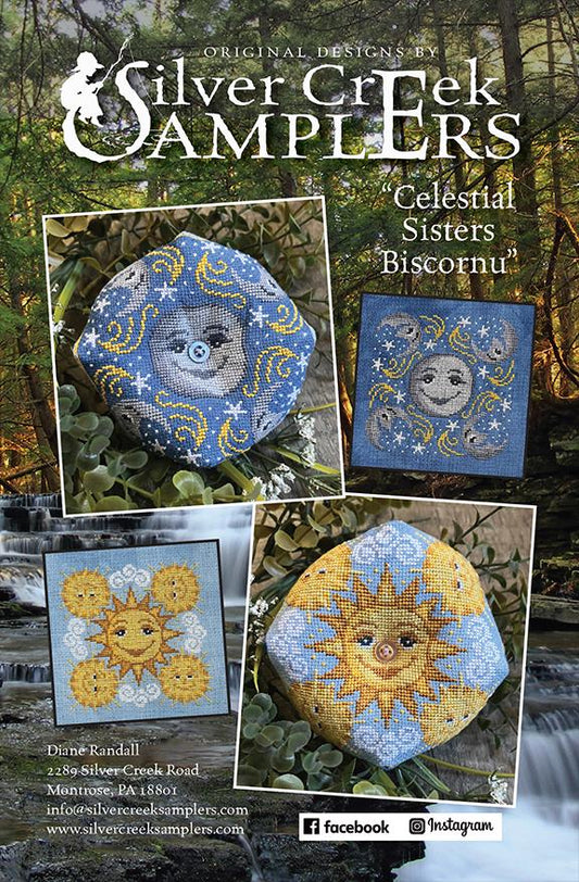 Silver Creek Samplers - Celestial Sisters Biscornu